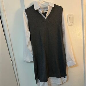 Gray Sweater Vest with White dress